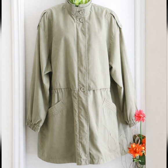 Utex | Grey Green Trench  Coat - Picture 2 of 11